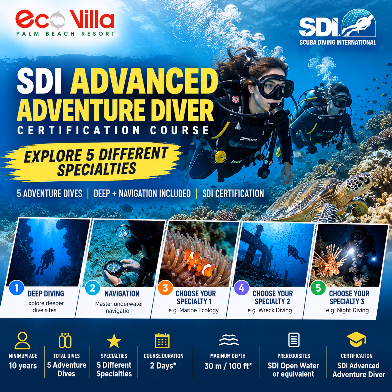 SDI Advanced Adventure Diver Certification Course